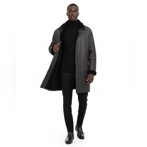 Christ Forest Green and Black Shearling Coat - Picture 4 of 4